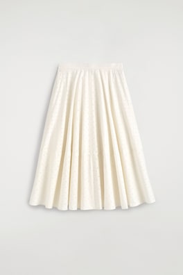 POLKA-DOT JACQUARD COTTON MIDI SKIRT — WHITE / POLKA DOT 7