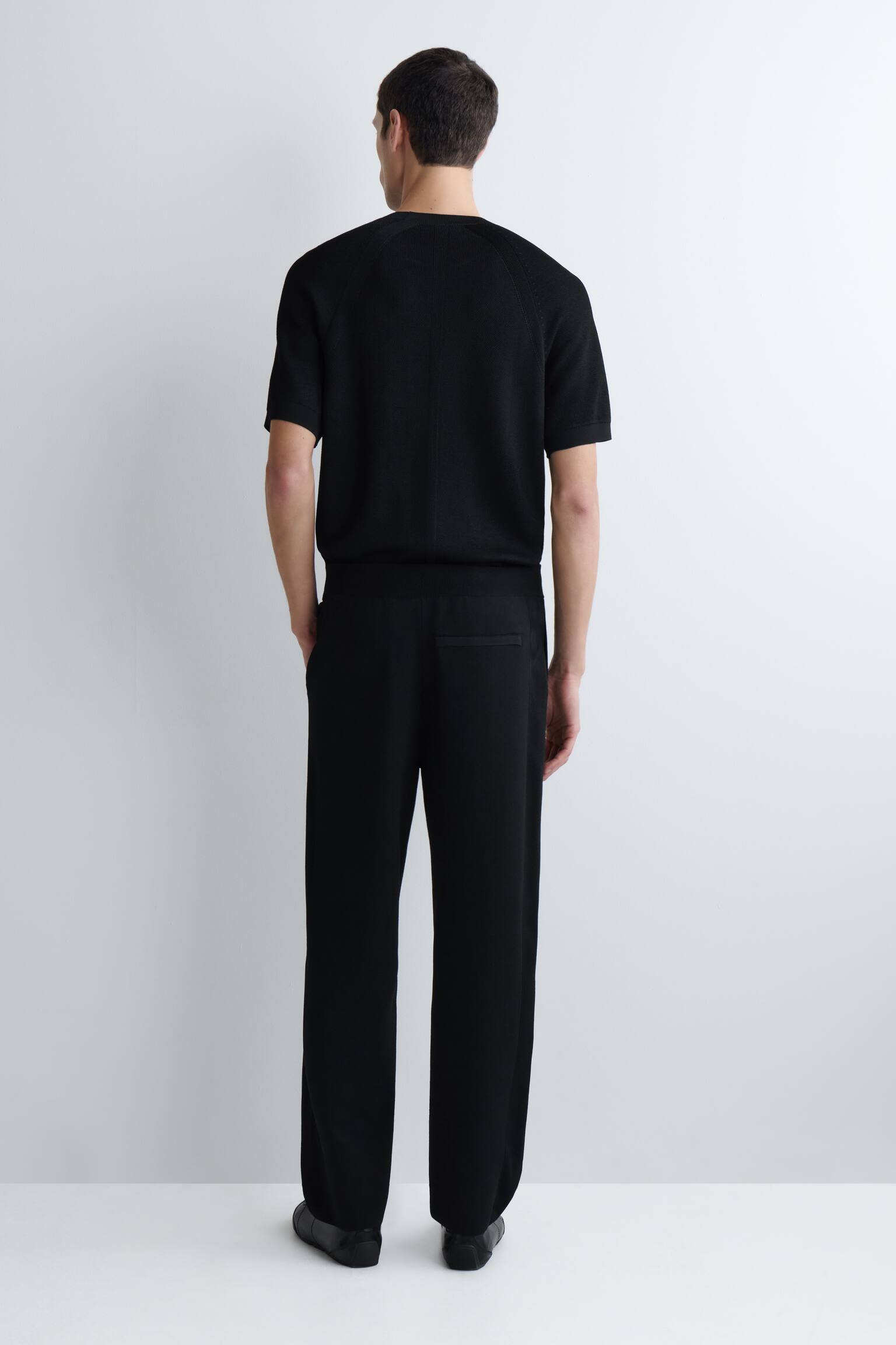 PANTALON DE JOGGING DROIT REGULAR DOUBLE FACE - NOIR - 6