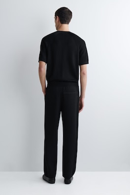 DOUBLE-FACED REGULAR-FIT STRAIGHT-LEG JOGGERS — BLACK 4