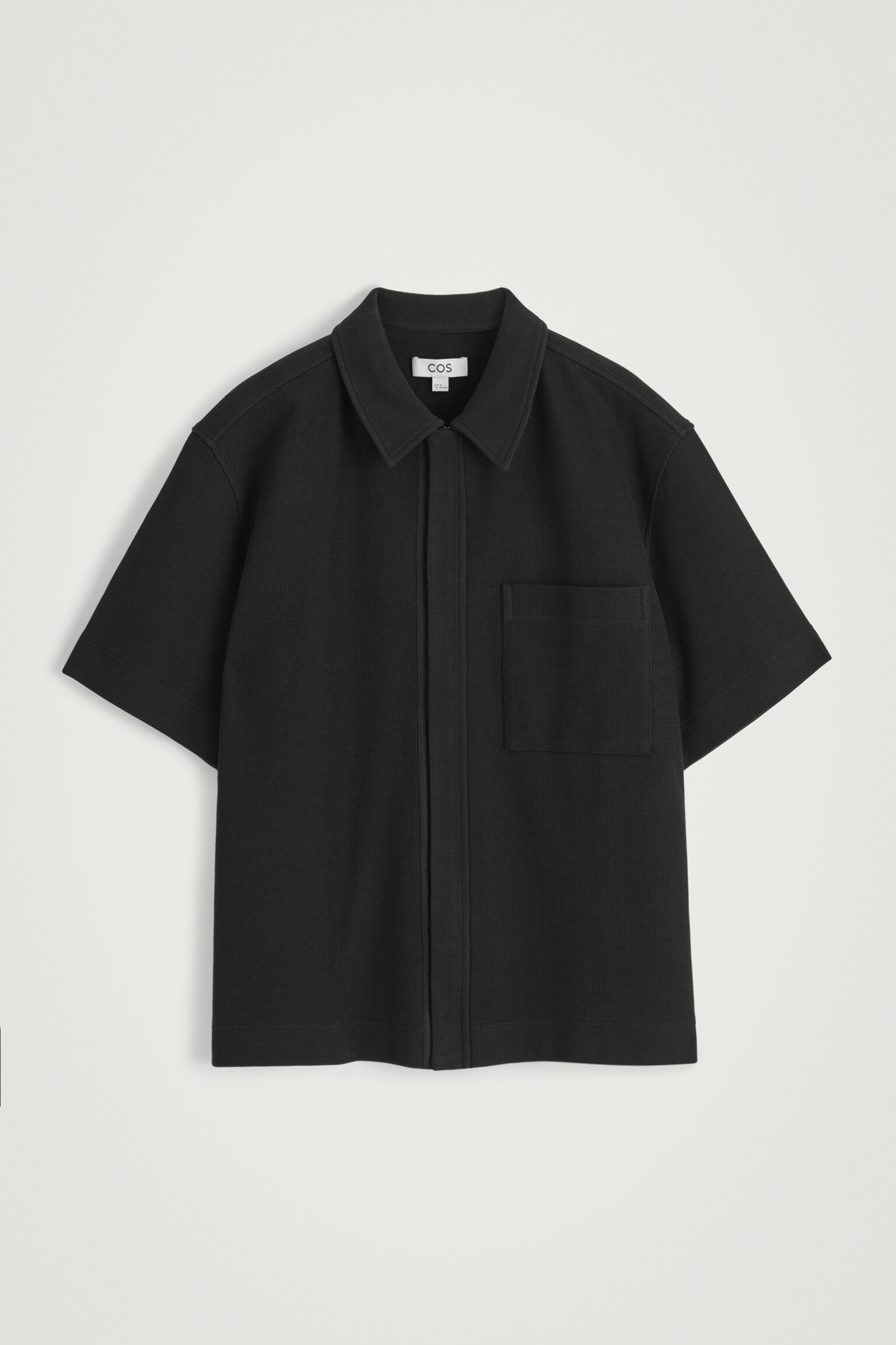 CAMISA DE ALGODÓN TEXTURIZADO CON CREMALLERA - NEGRO/TOPO CLARO - 2
