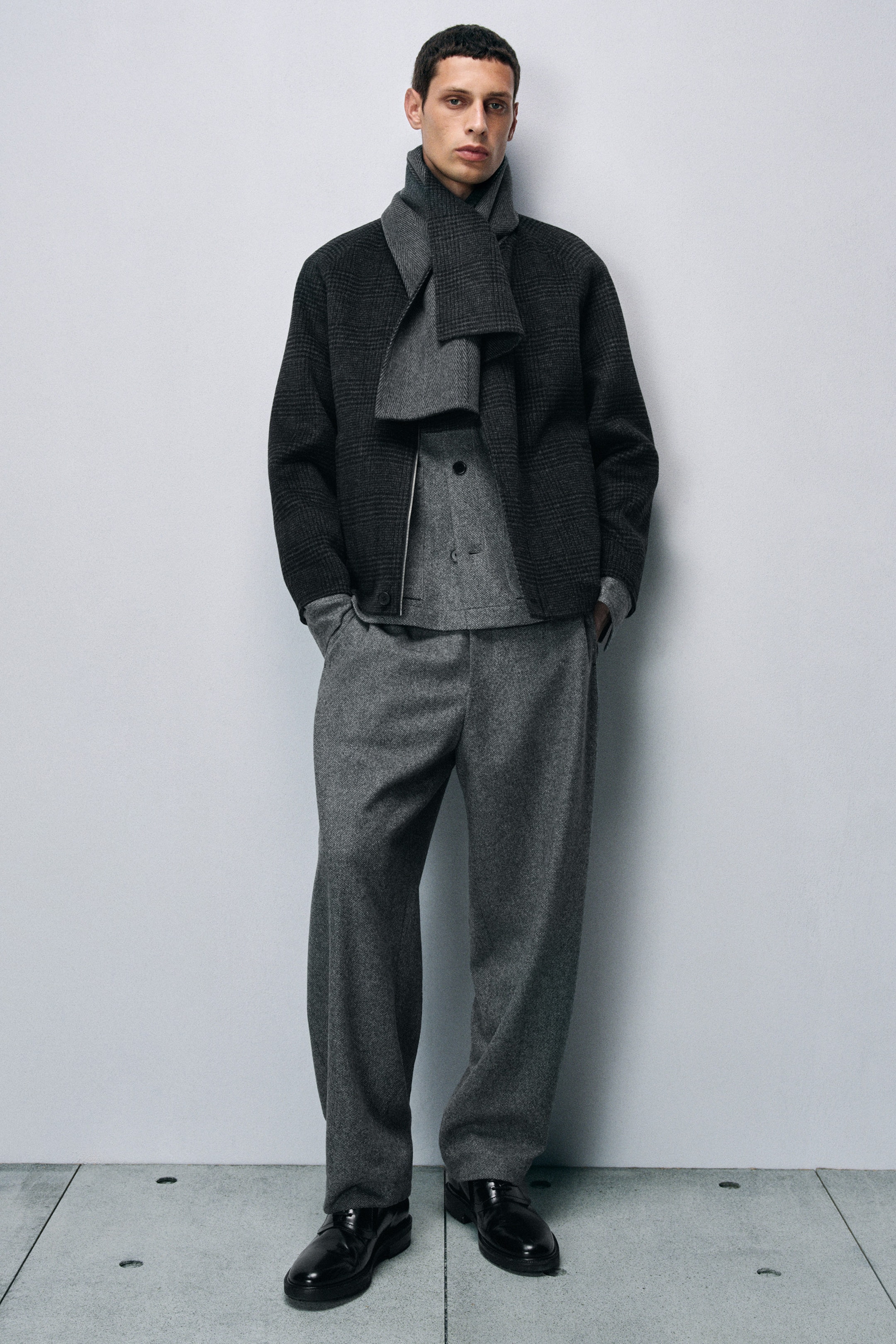 PANTALON BARREL EN LAINE ŒIL D'OISEAU