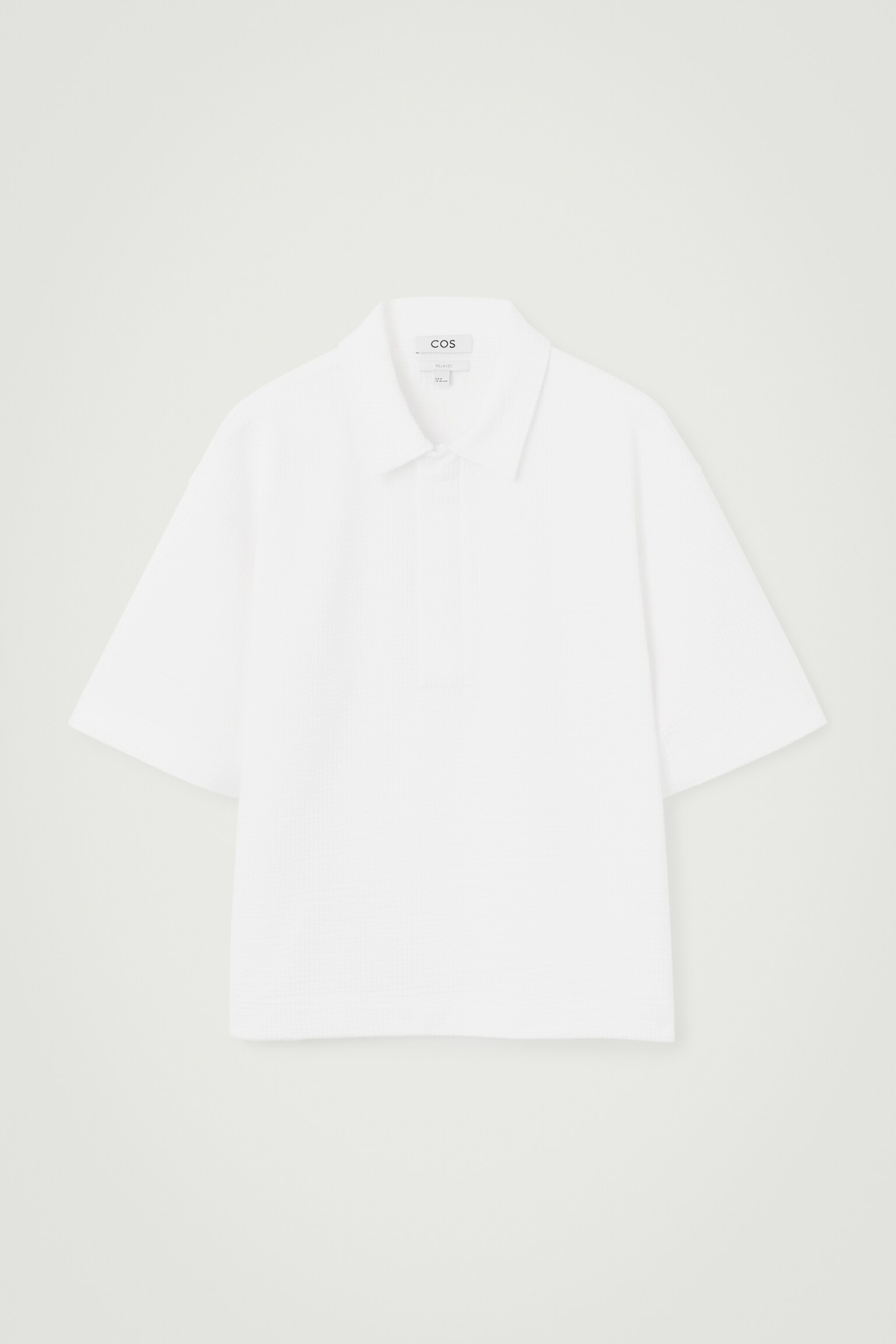 SEERSUCKER HALF-ZIP POLO SHIRT - WHITE/LIGHT BLUE - 1