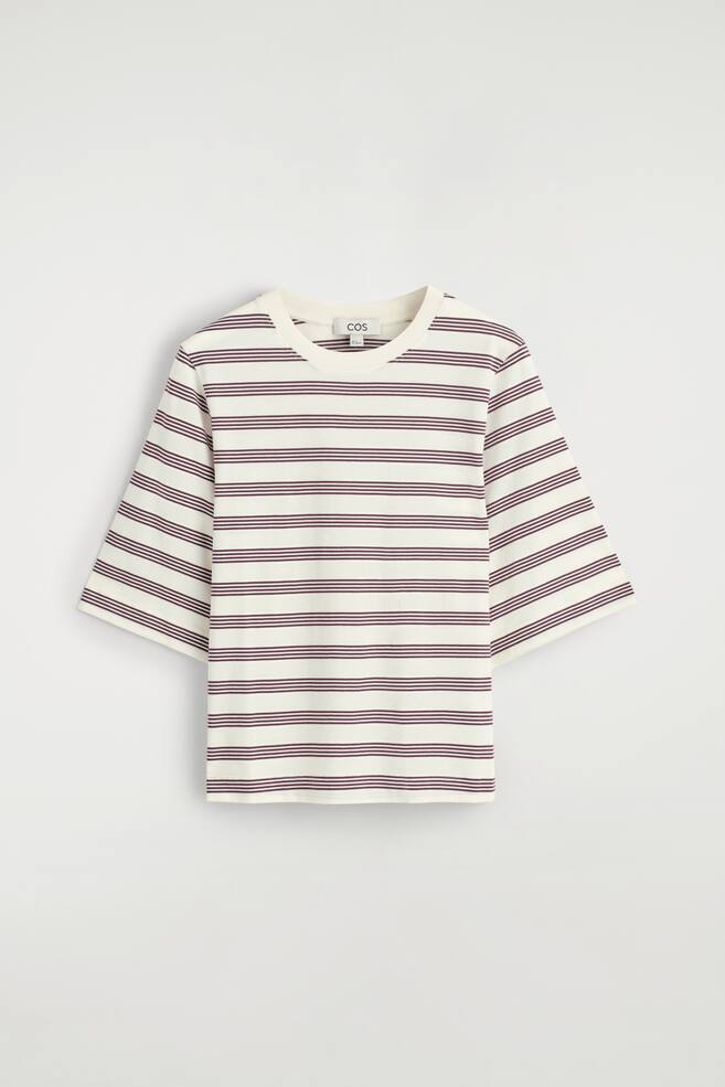 T-SHIRT AUS BAUMWOLLE - WEISS/ROT/GESTREIFT/DUNKELBRAUN - 1