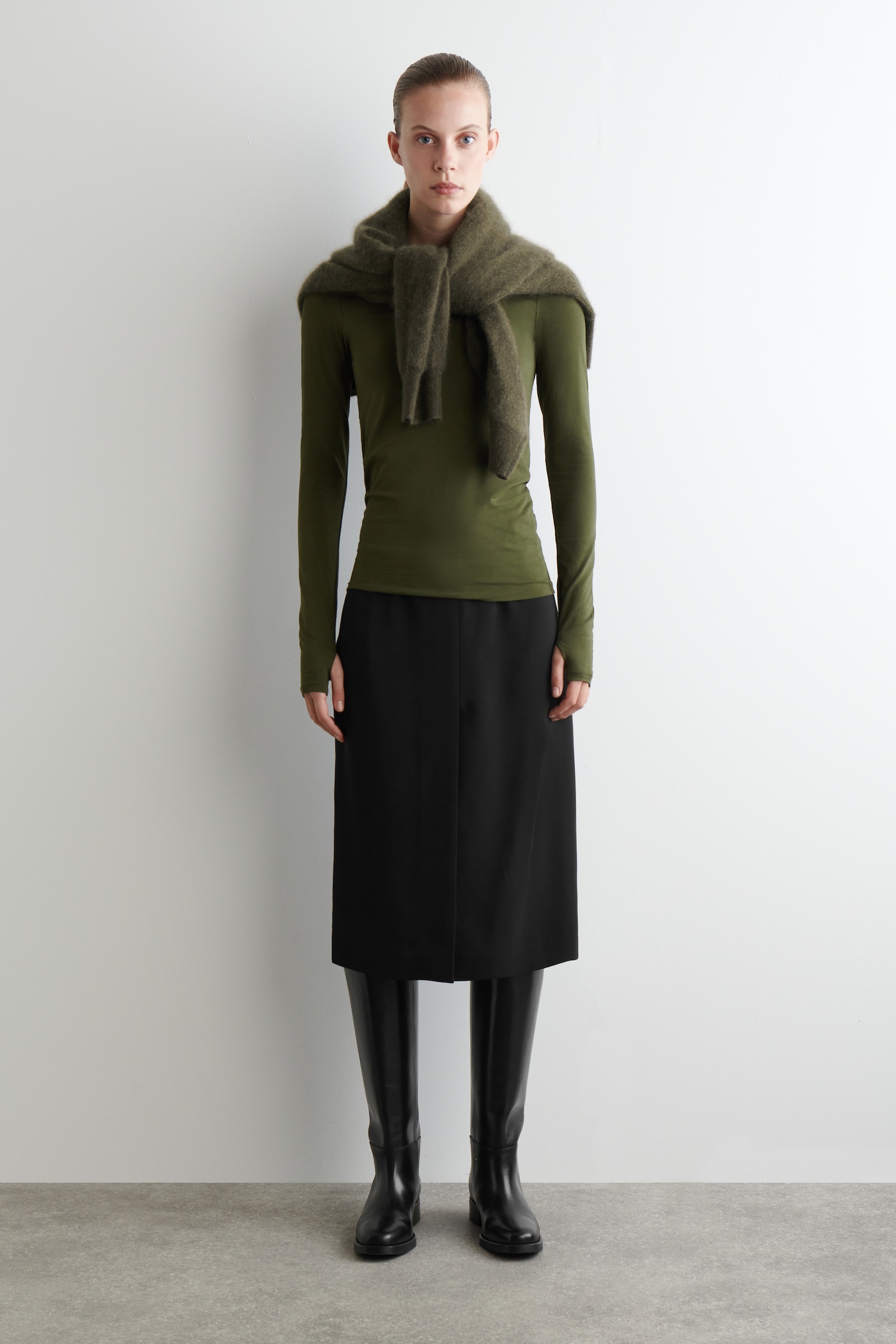 SLIM LIGHTWEIGHT LONG-SLEEVED TOP - DARK GREEN/DARK RED/GREY MÉLANGE/BLACK/WHITE/BROWN / STRIPED - 4