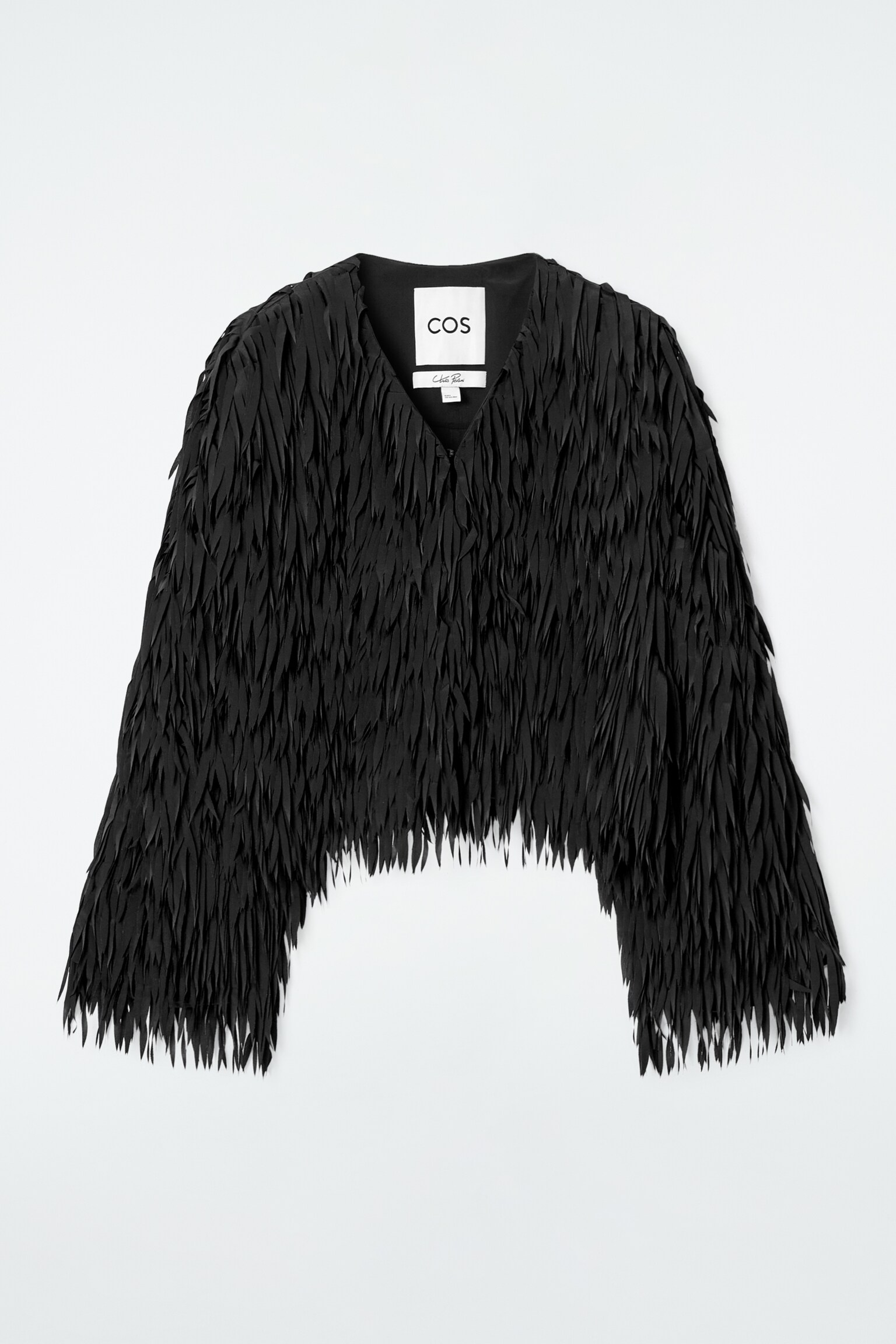 FRINGED BOLERO JACKET - BLACK