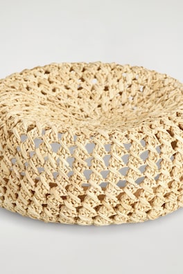 RAFFIA BERET — BEIGE 3