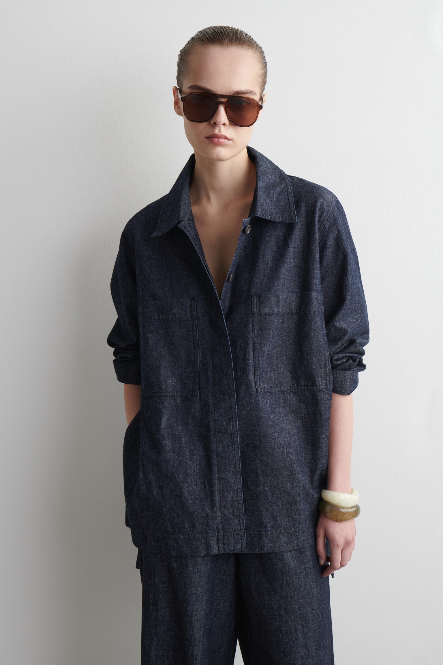 TIE-SIDE DENIM OVERSHIRT - INDIGO - 1