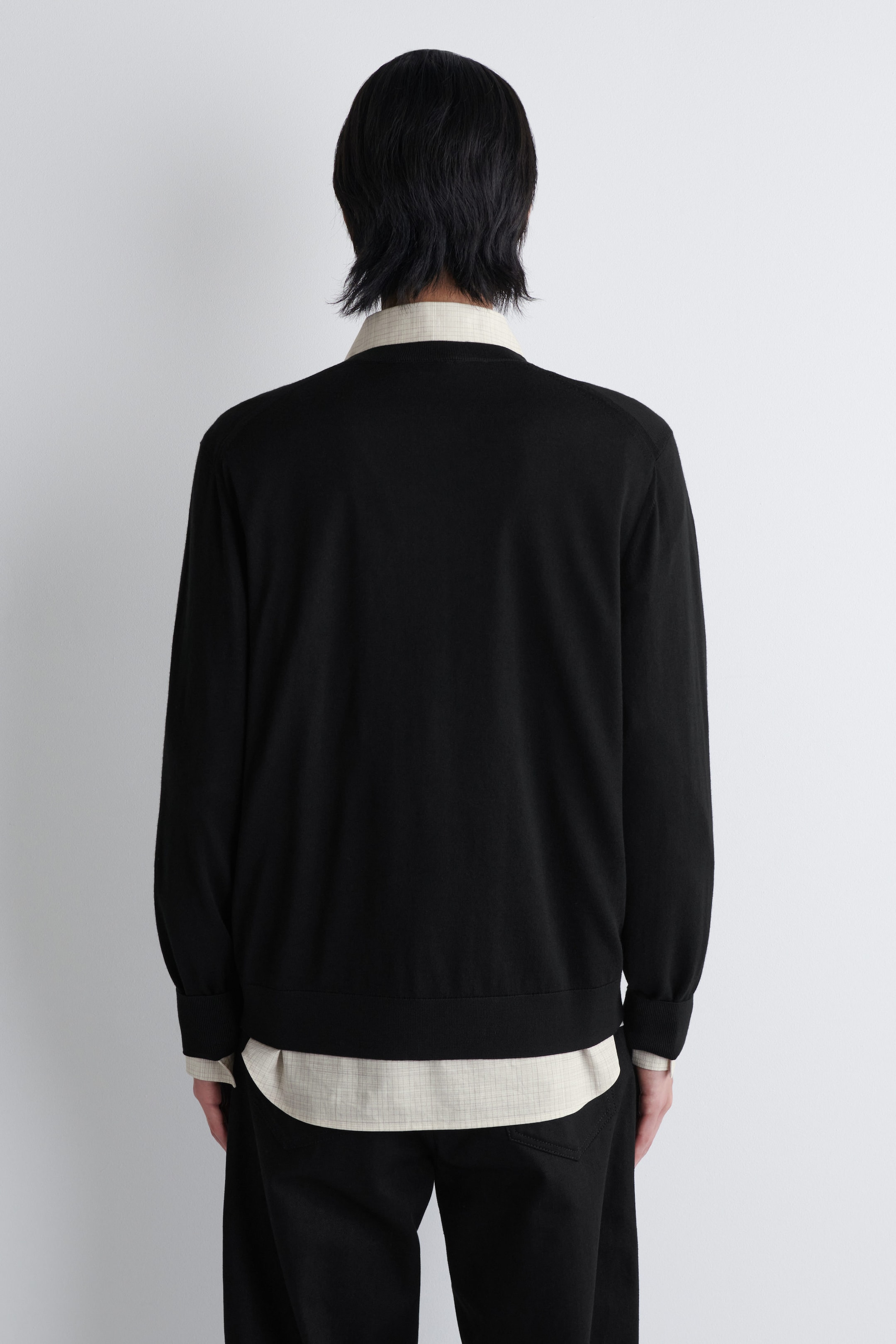 MERINO WOOL CREW-NECK CARDIGAN