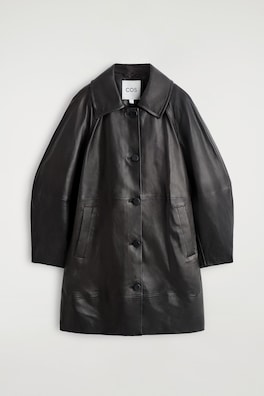 SCULPTURAL LEATHER COAT — DARK BROWN 2