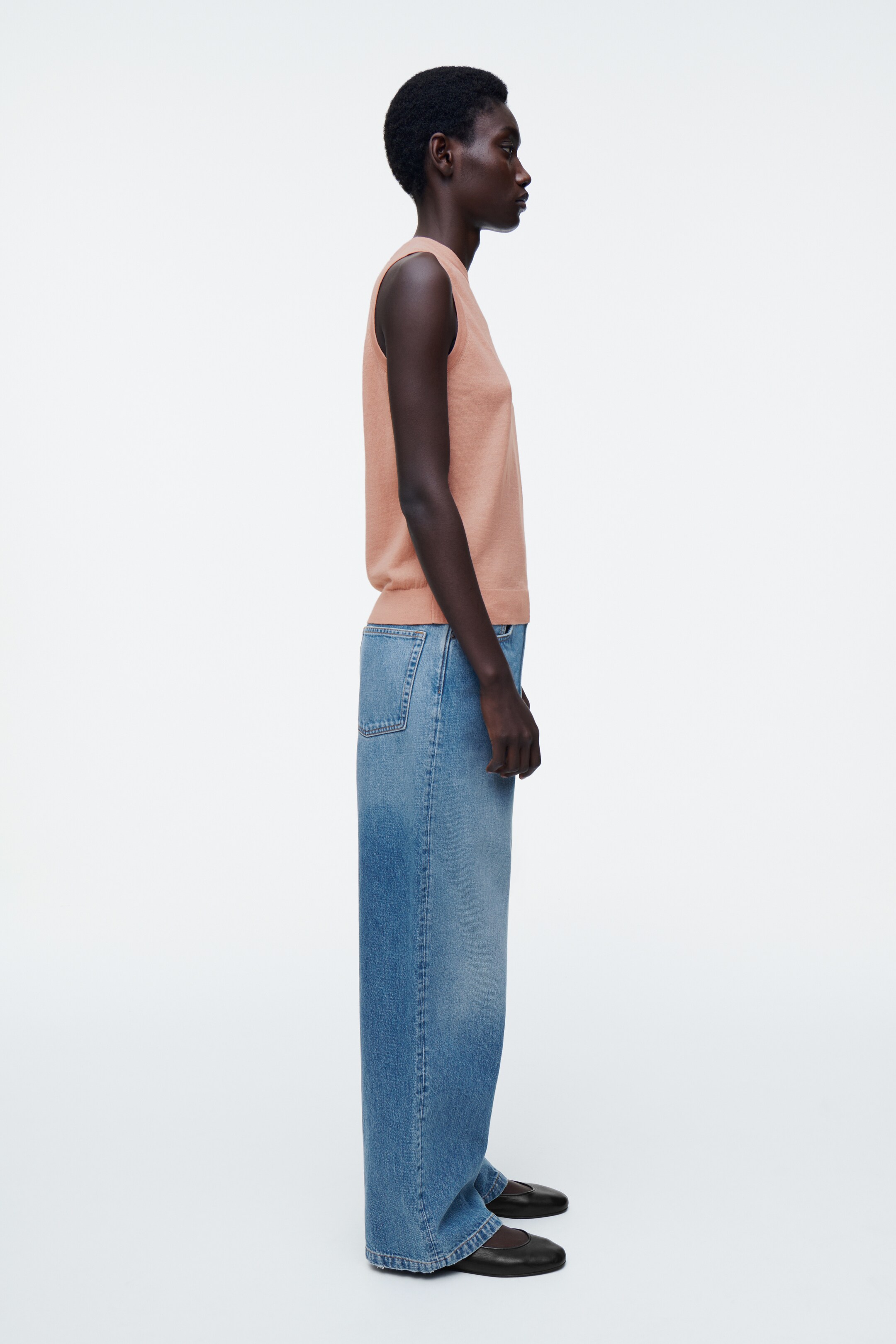 Agrandir l'image: DÉBARDEUR EN MAILLE DE LAINE MÉRINOS-LIN - ROSE POUDRÉ - FEMME | H&M FR 3