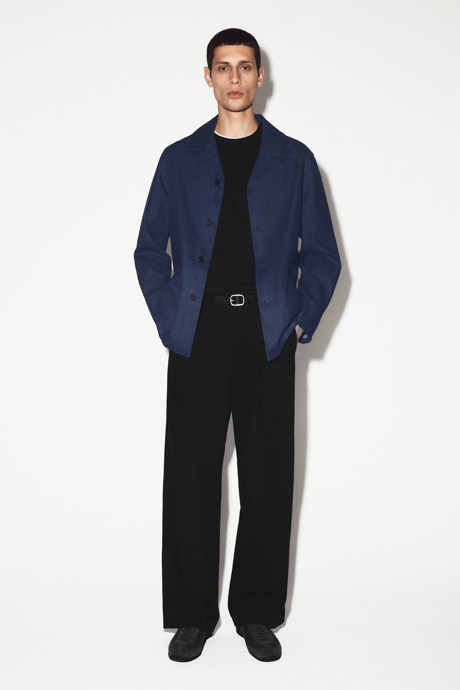 DENIM OVERSHIRT - INDIGO/שמנת - 3