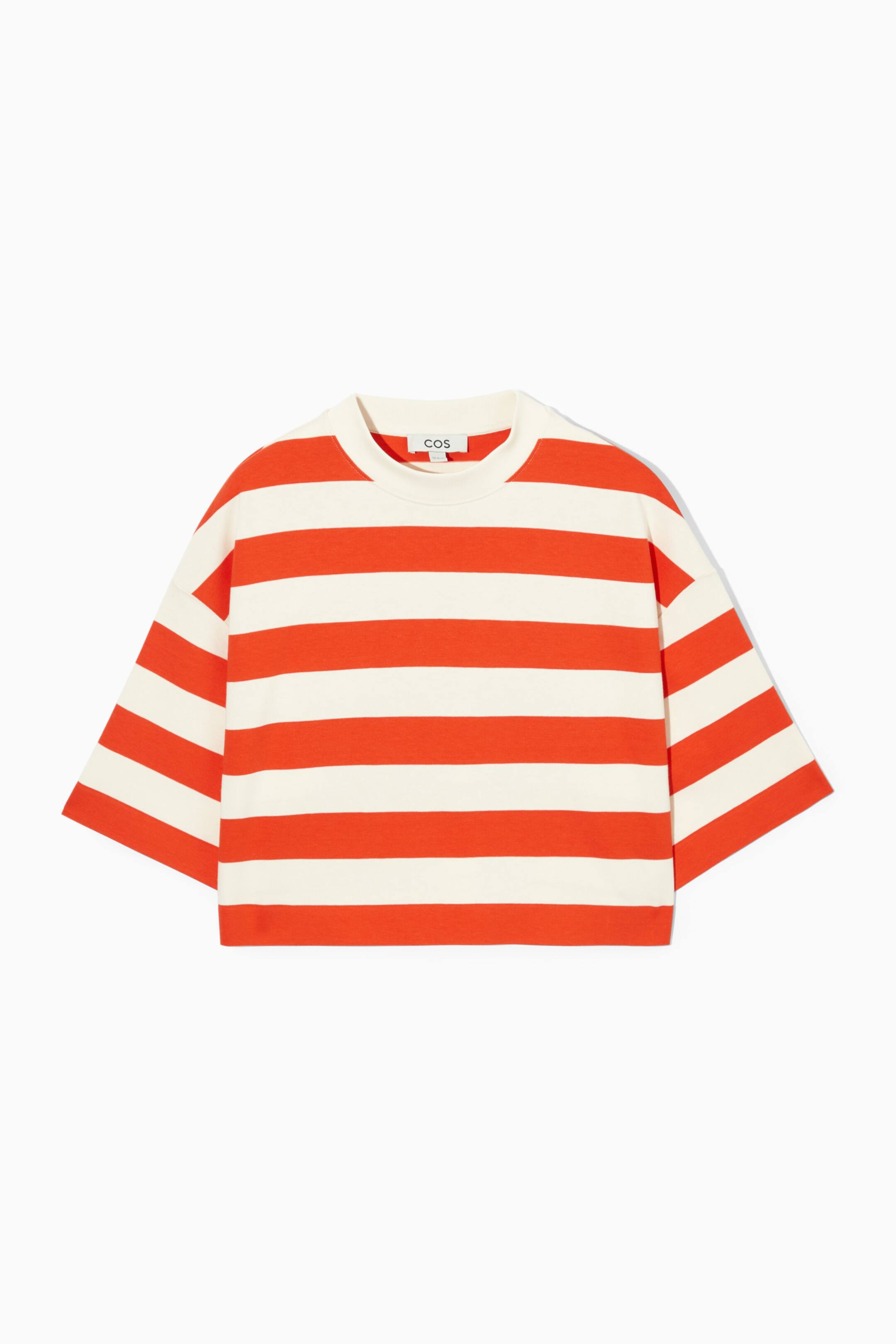 Vis større bilde: HIGH LINE RELAXED T-SHIRT - WHITE / ORANGE / STRIPED - Ladies | H&M NO 1
