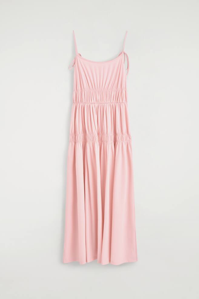 MIDIKLEID AUS JERSEY MIT RAFFUNGEN - ROSA/SCHWARZ - 1