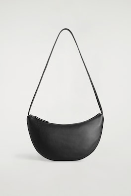 CURVED SHOULDER BAG - LEATHER — BLACK 5