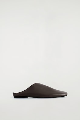 DRAPED LEATHER MULES — BITTER CHOCOLATE 6