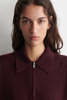 MERINO WOOL-YAK ZIP-UP POLO SHIRT — BURGUNDY 5