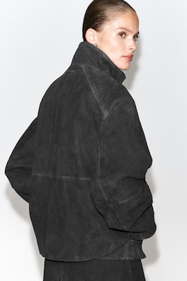 CORDED SUEDE PADDED JACKET — ANTHRACITE 5