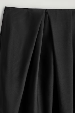 PLEATED WOOL MIDI TULIP SKIRT — BLACK 5