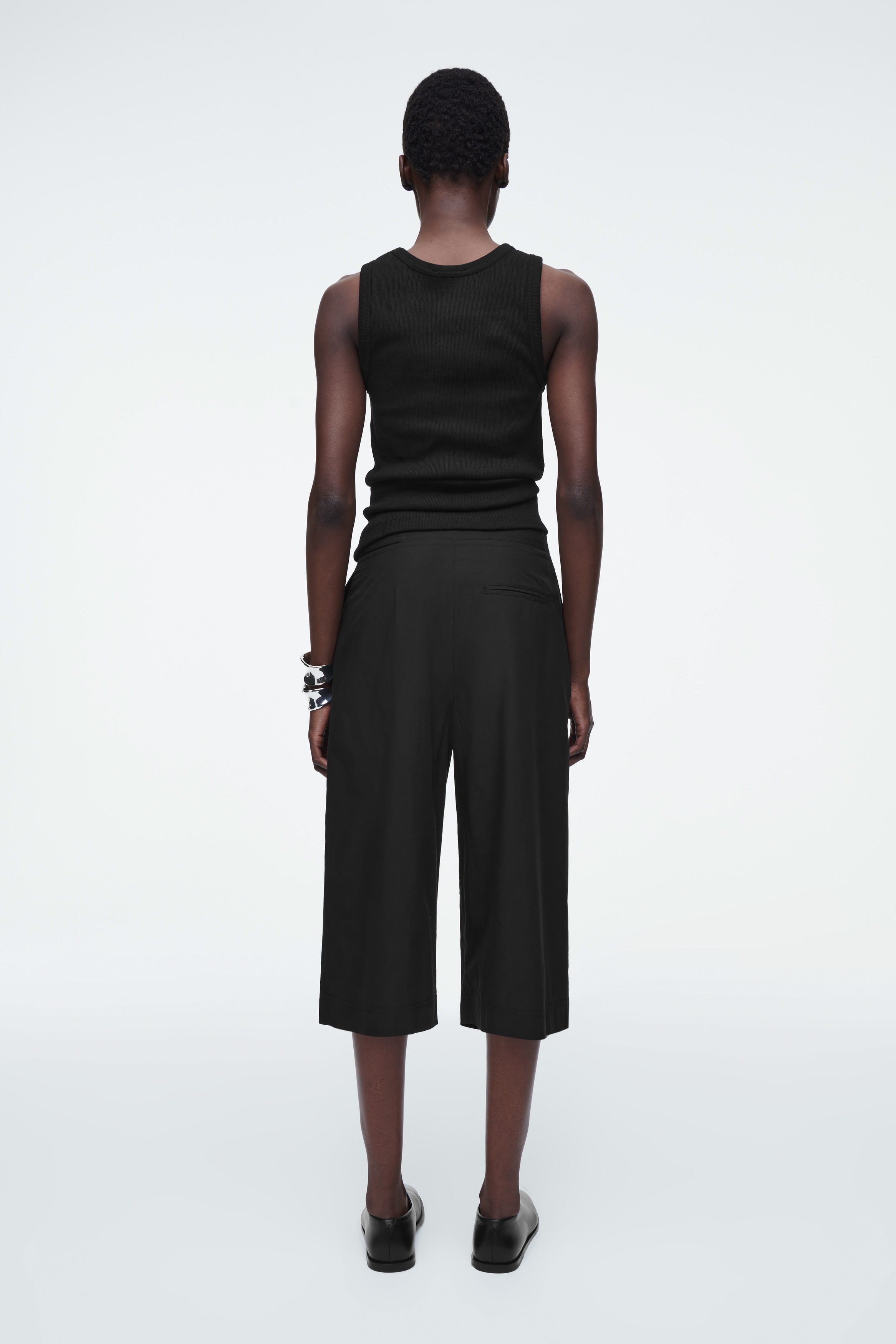 BELTED WRAP-FRONT COTTON SHORTS - BLACK | COS