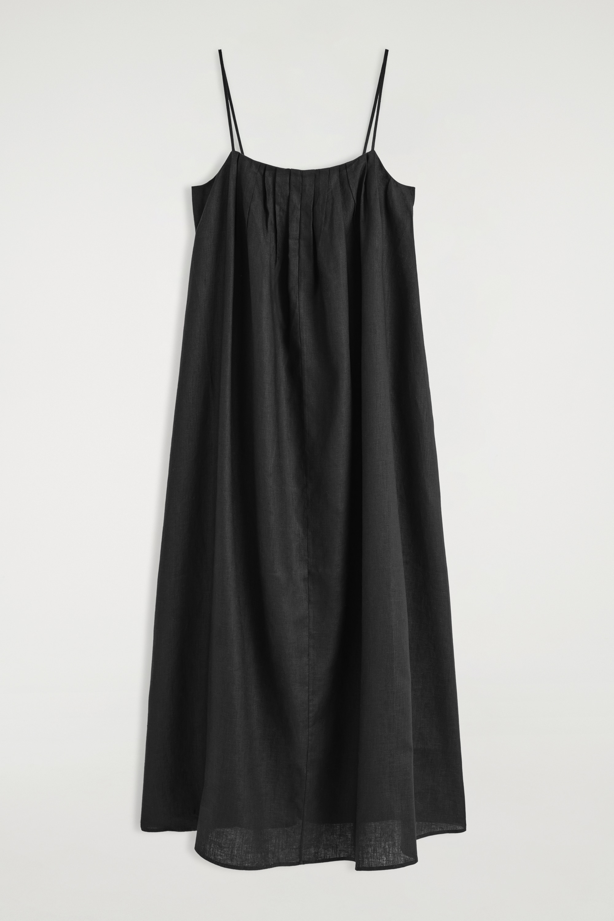 ROBE LONGUE À PLIS EN LIN - NOIR/ORANGE