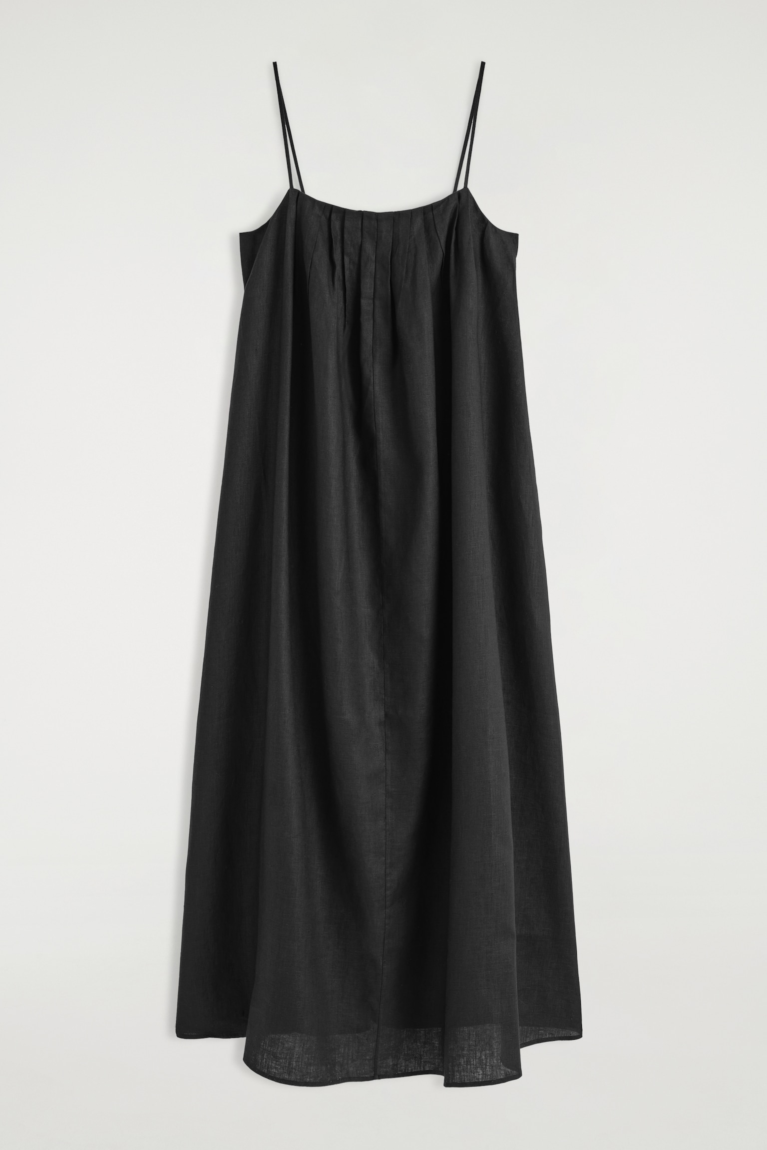 VESTIDO LARGO PLISADO DE LINO - NEGRO/NARANJA - 2