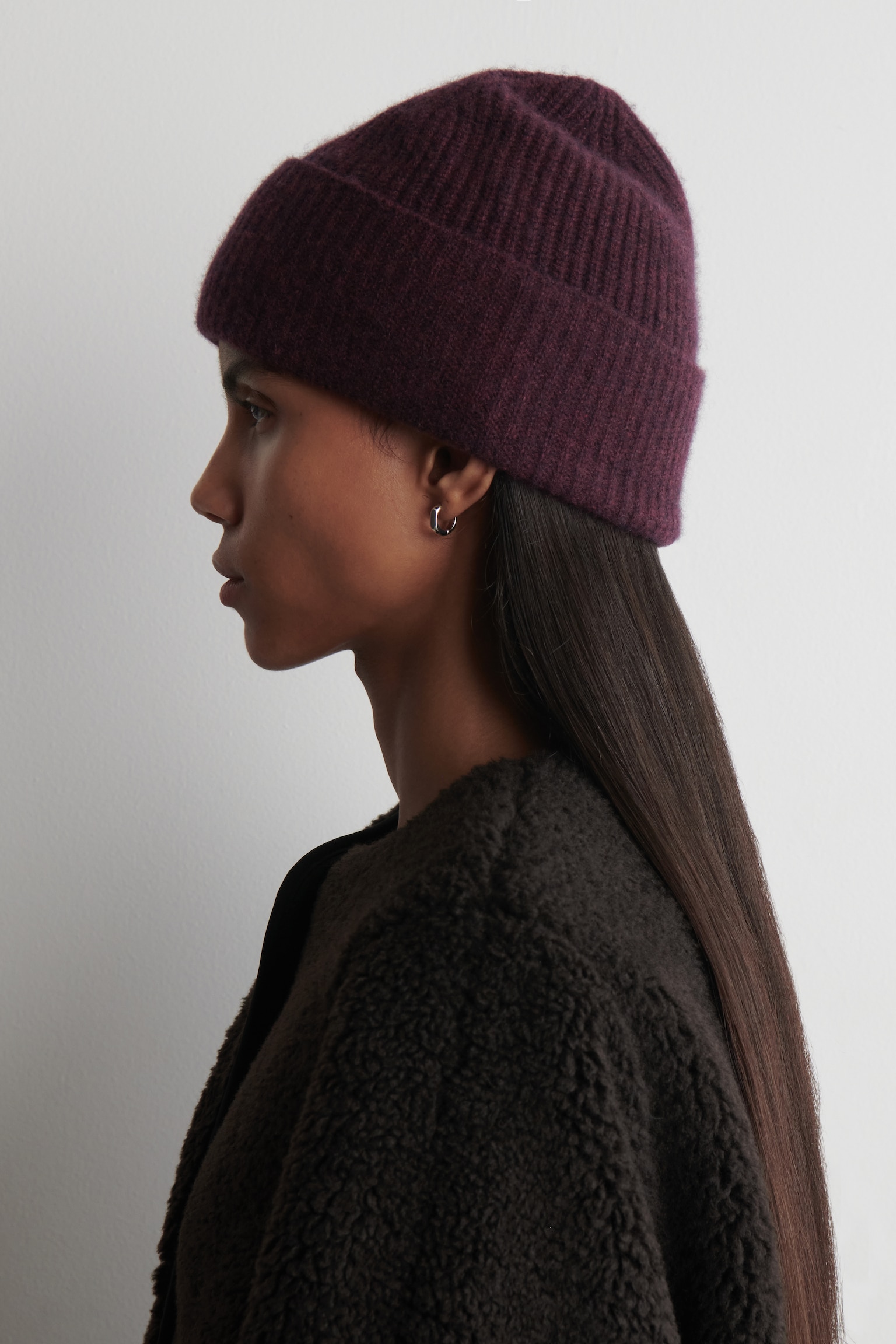 BONNET EN LAINE-CACHEMIRE - BORDEAUX CHINÉ/BEIGE CHINÉ - 5