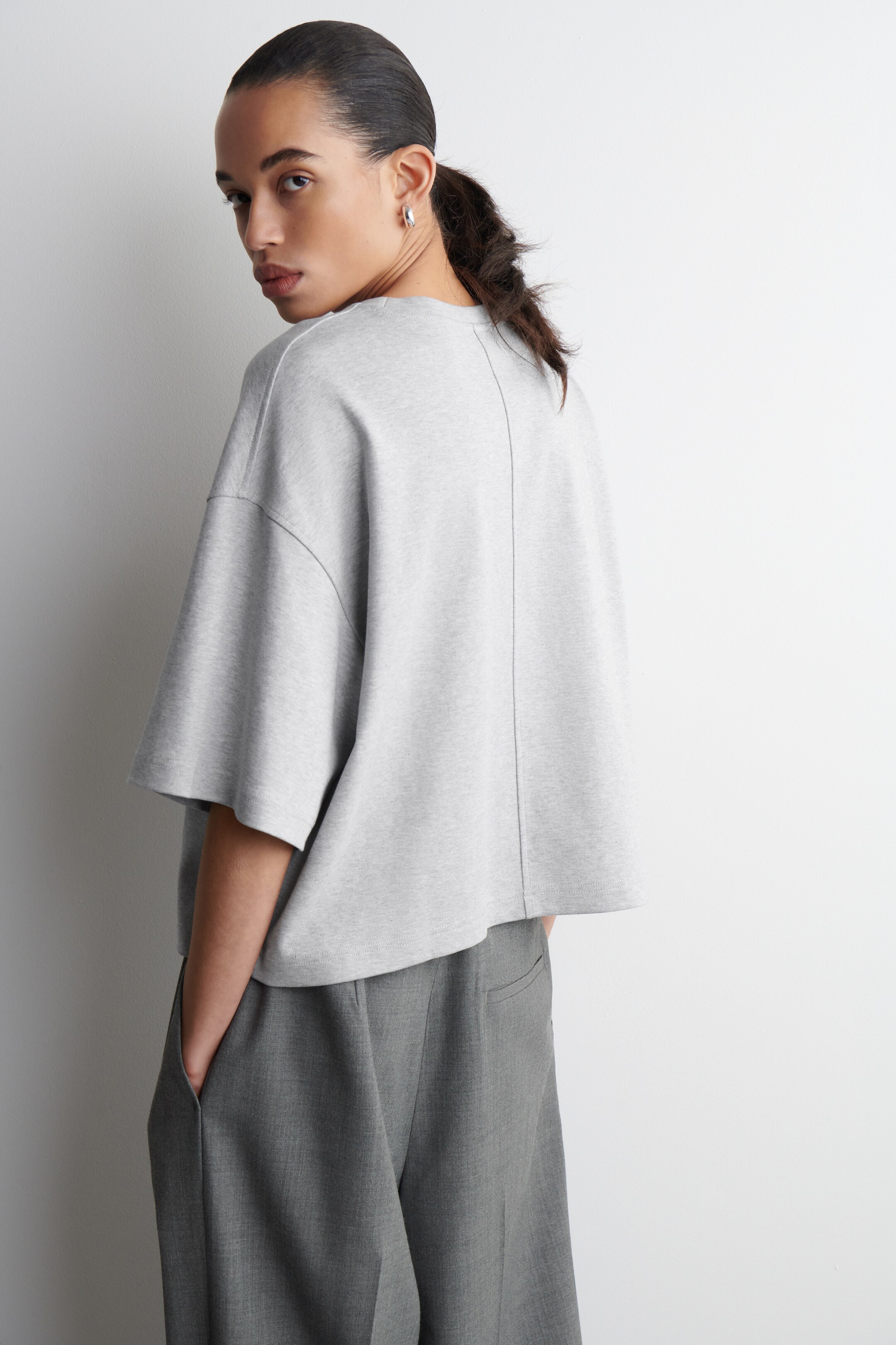 Ingrandisci l'immagine: OVERSIZED BOXY T-SHIRT - GREY MÉLANGE - DONNA | H&M CH 3