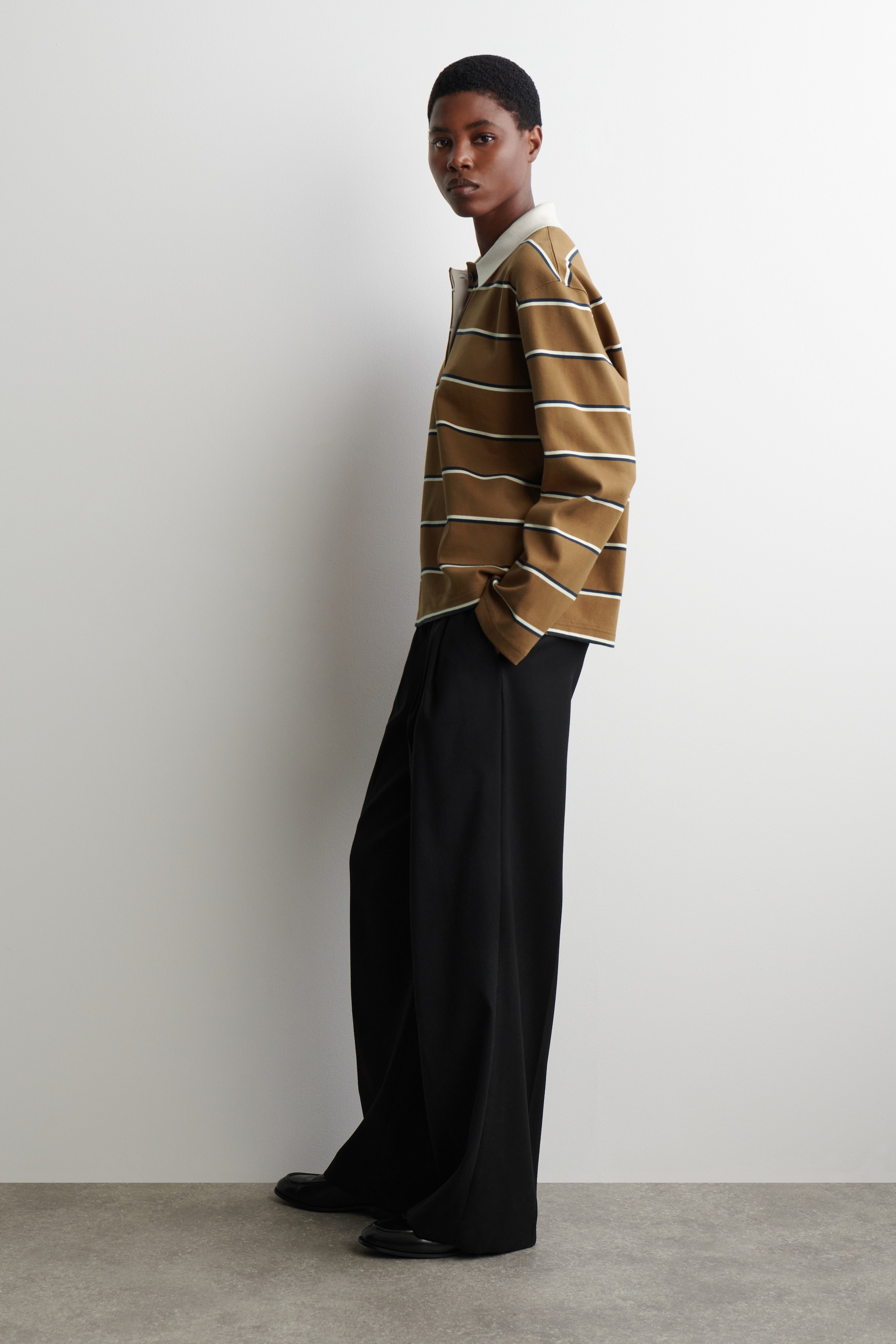 View larger image: STRIPED LONG-SLEEVED POLO SHIRT - BROWN / STRIPED - Ladies | H&M GB 3