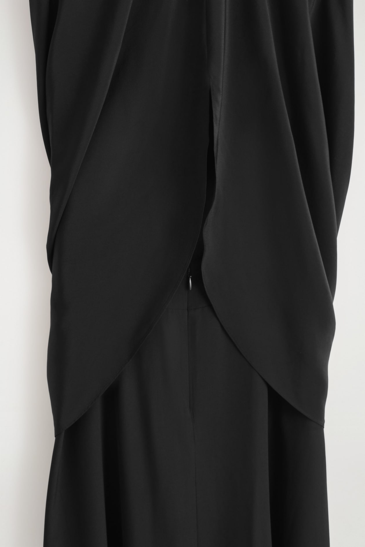 DRAPED SILK MAXI DRESS — CARBON