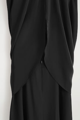DRAPED SILK MAXI DRESS — CARBON 1