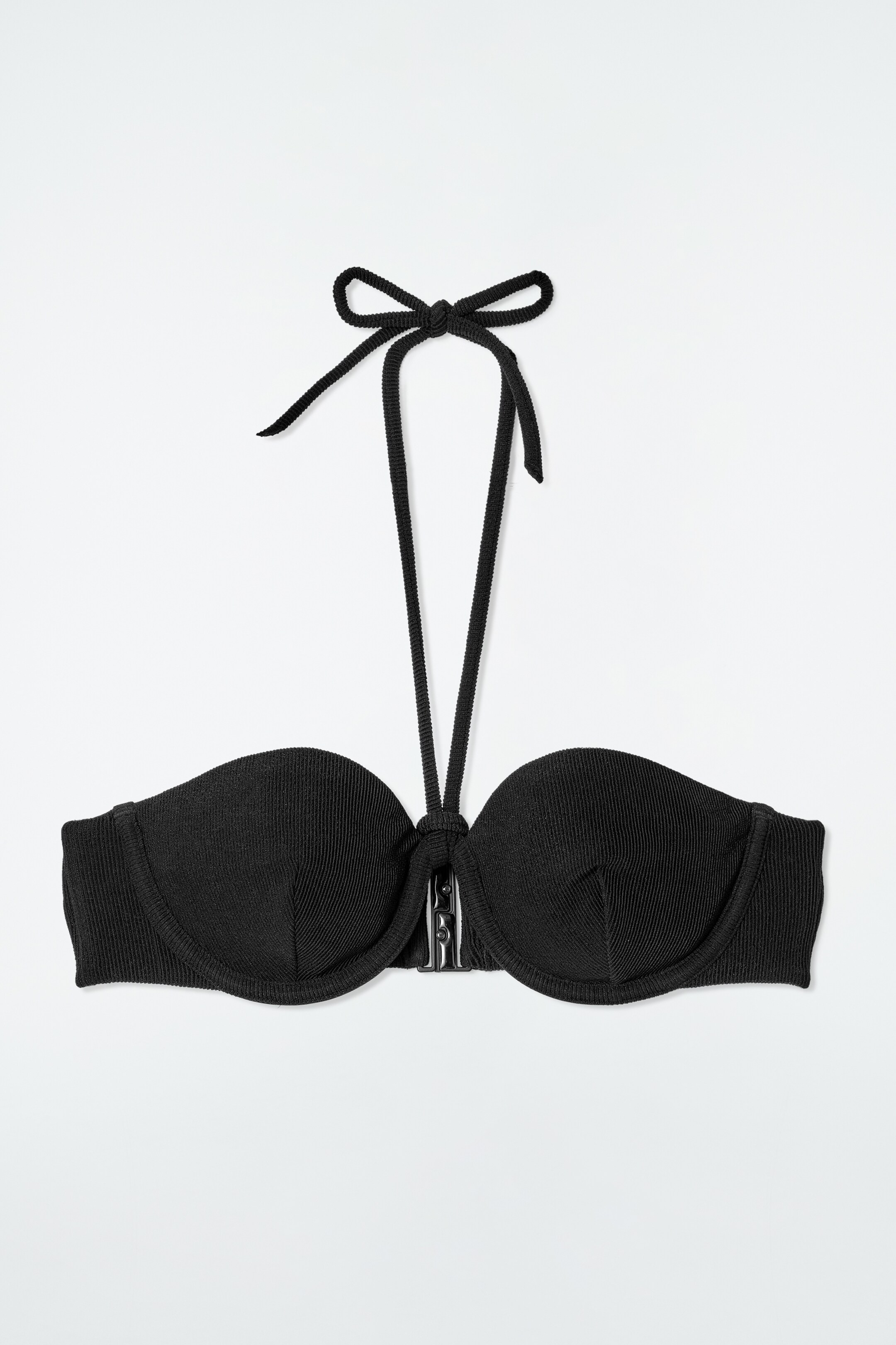 Ingrandisci l'immagine: RIBBED UNDERWIRED HALTERNECK BIKINI TOP - BLACK - DONNA | H&M CH 4