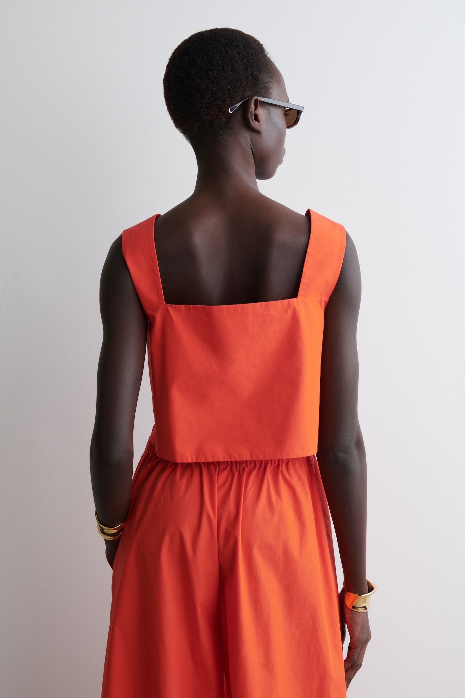 GATHERED OPEN-BACK JUMPSUIT - ORANGE - 6