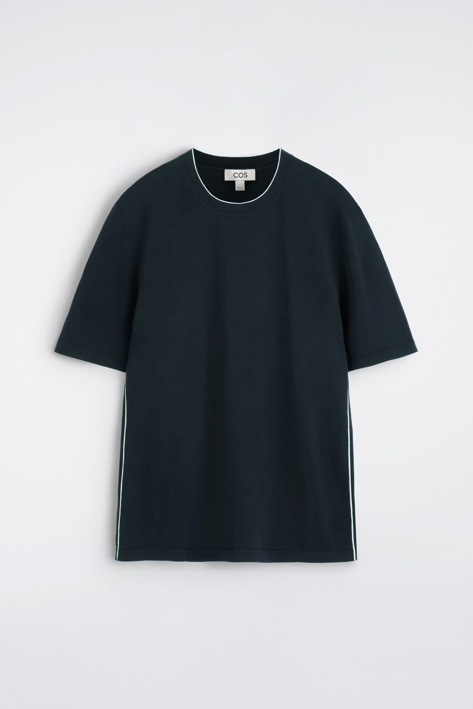 T-SHIRT IN SETA E COTONE CON PROFILI A CONTRASTO - BLU NAVY / BIANCO/MARRONE / NERO