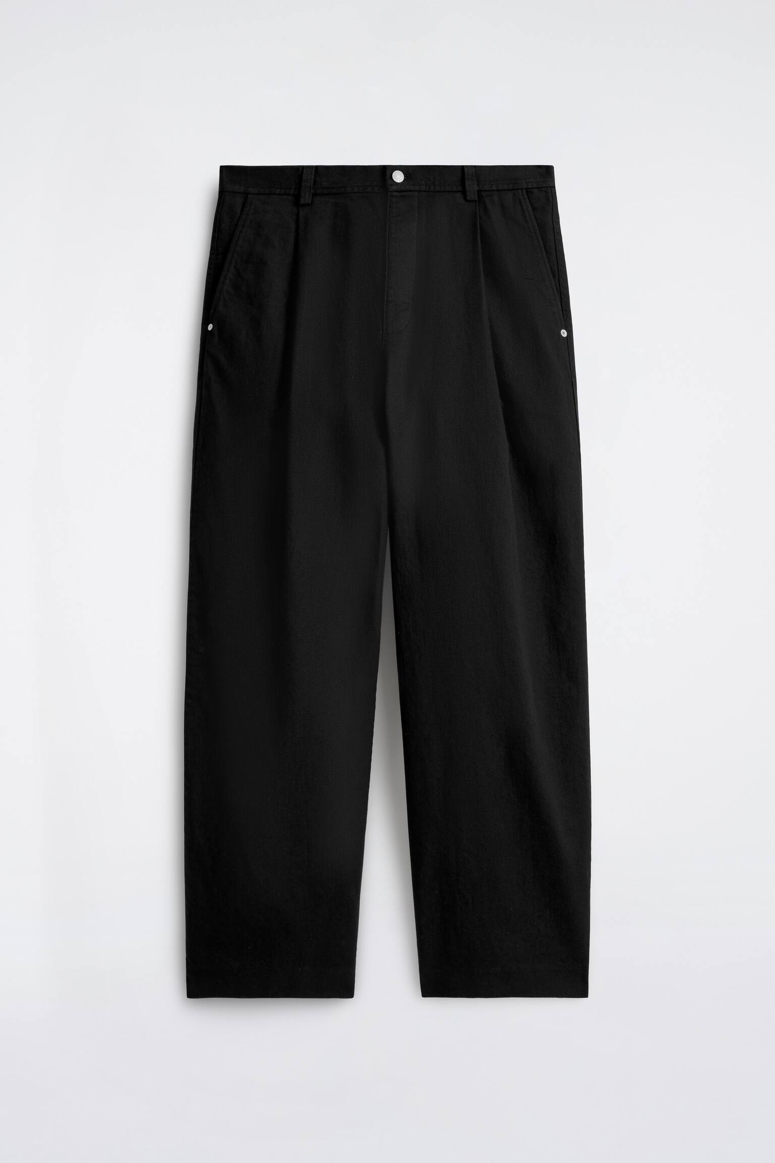 מכנסיים רחבים מקופלים מדנים - שחור - 3