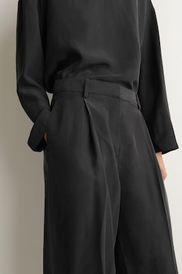 WASHED-SILK STRAIGHT-LEG TROUSERS — BLACK 3