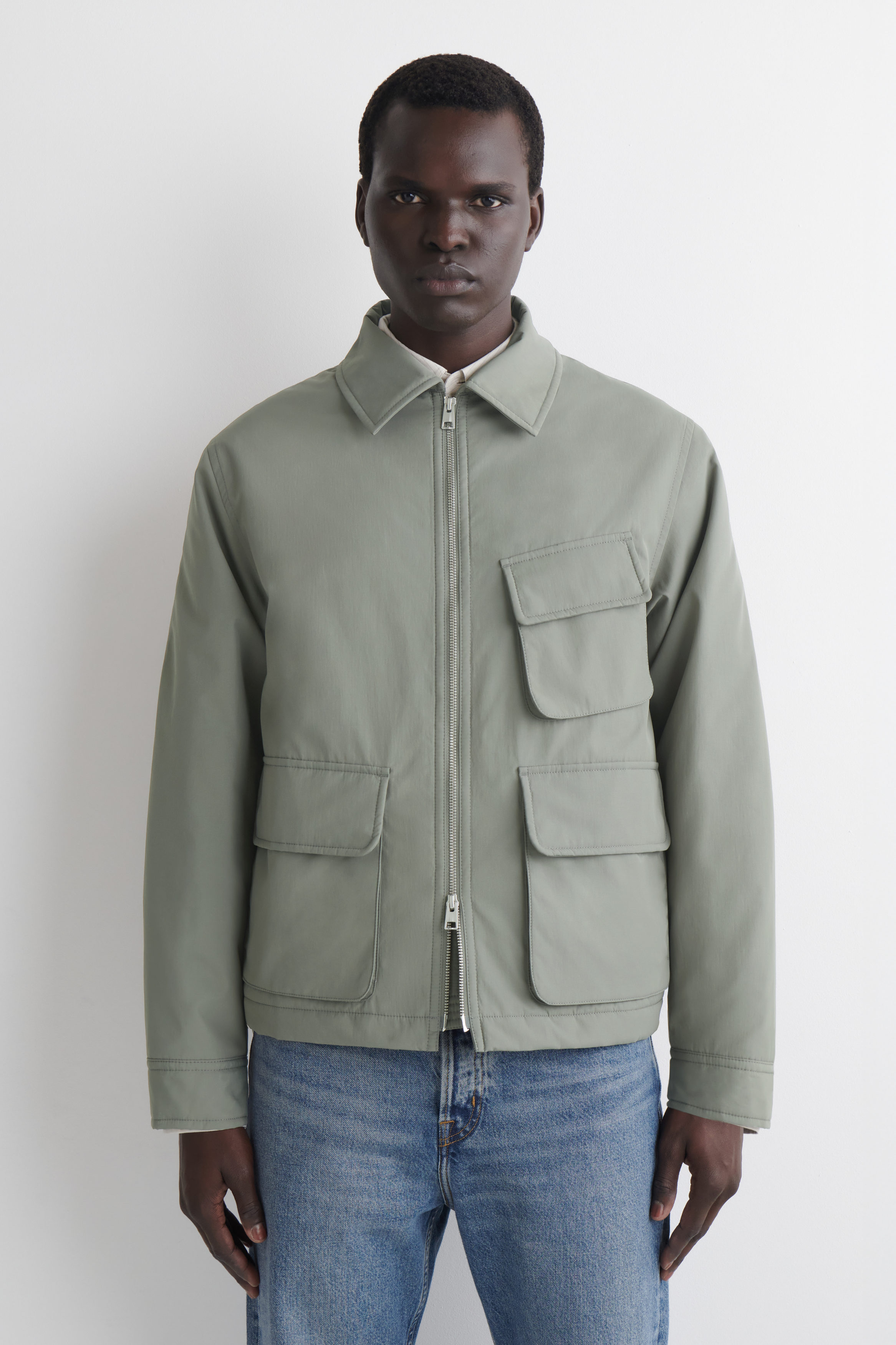 PADDED NYLON UTILITY JACKET - SAGE GREEN | COS US