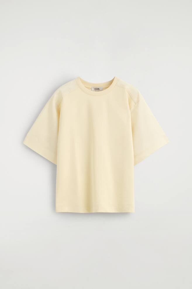 T-SHIRT AUS JERSEY MIT POPELINE - HELLGELB/SCHWARZ - 1