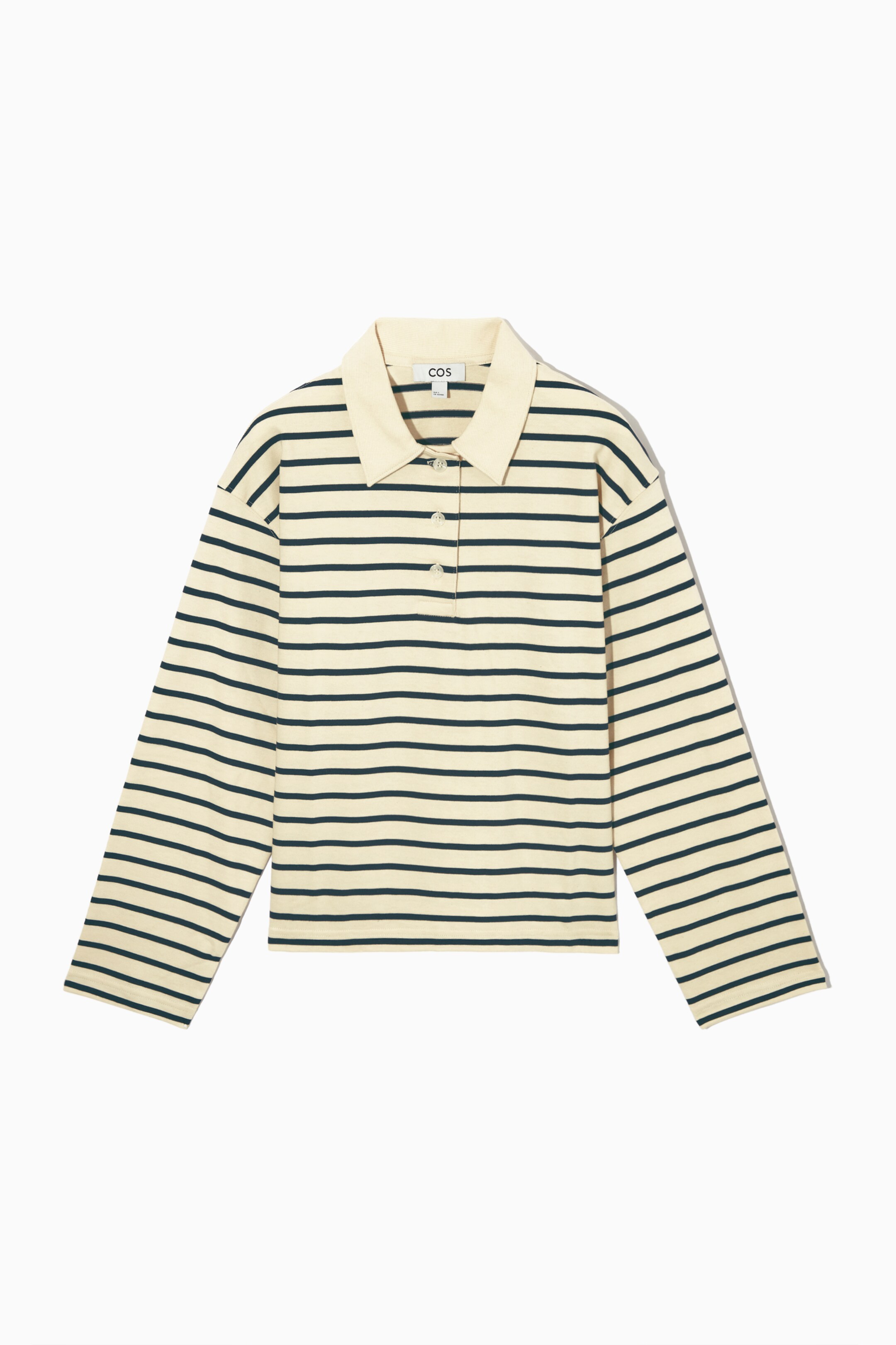 Se større billede: LONG-SLEEVED POLO SHIRT - CREAM / NAVY - DAME | H&M DK 1