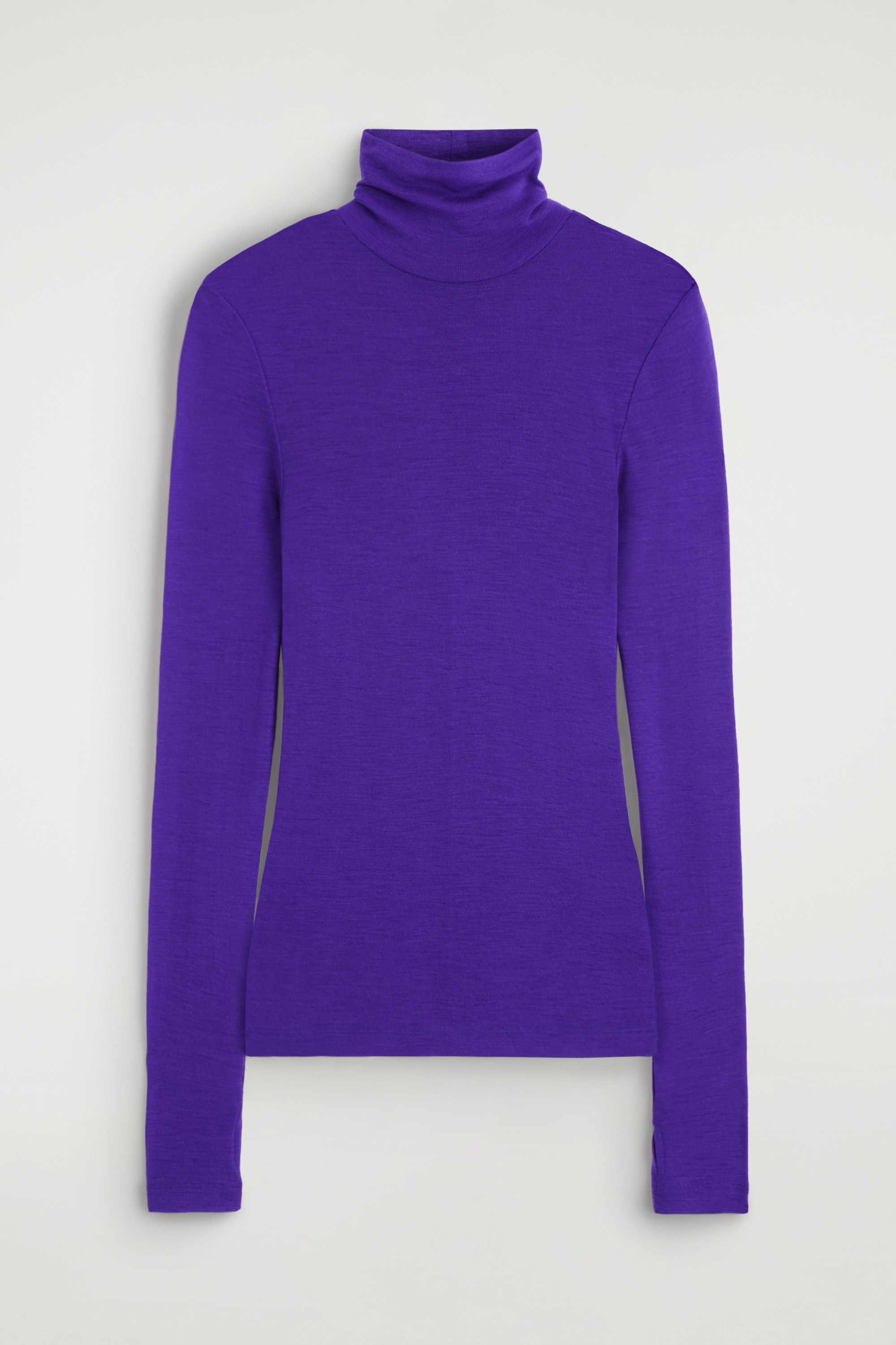 Blusa de gola alta em lã merino - Roxo/Creme/Verde escuro