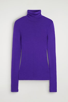 MERINO WOOL TURTLENECK TOP — PURPLE 9