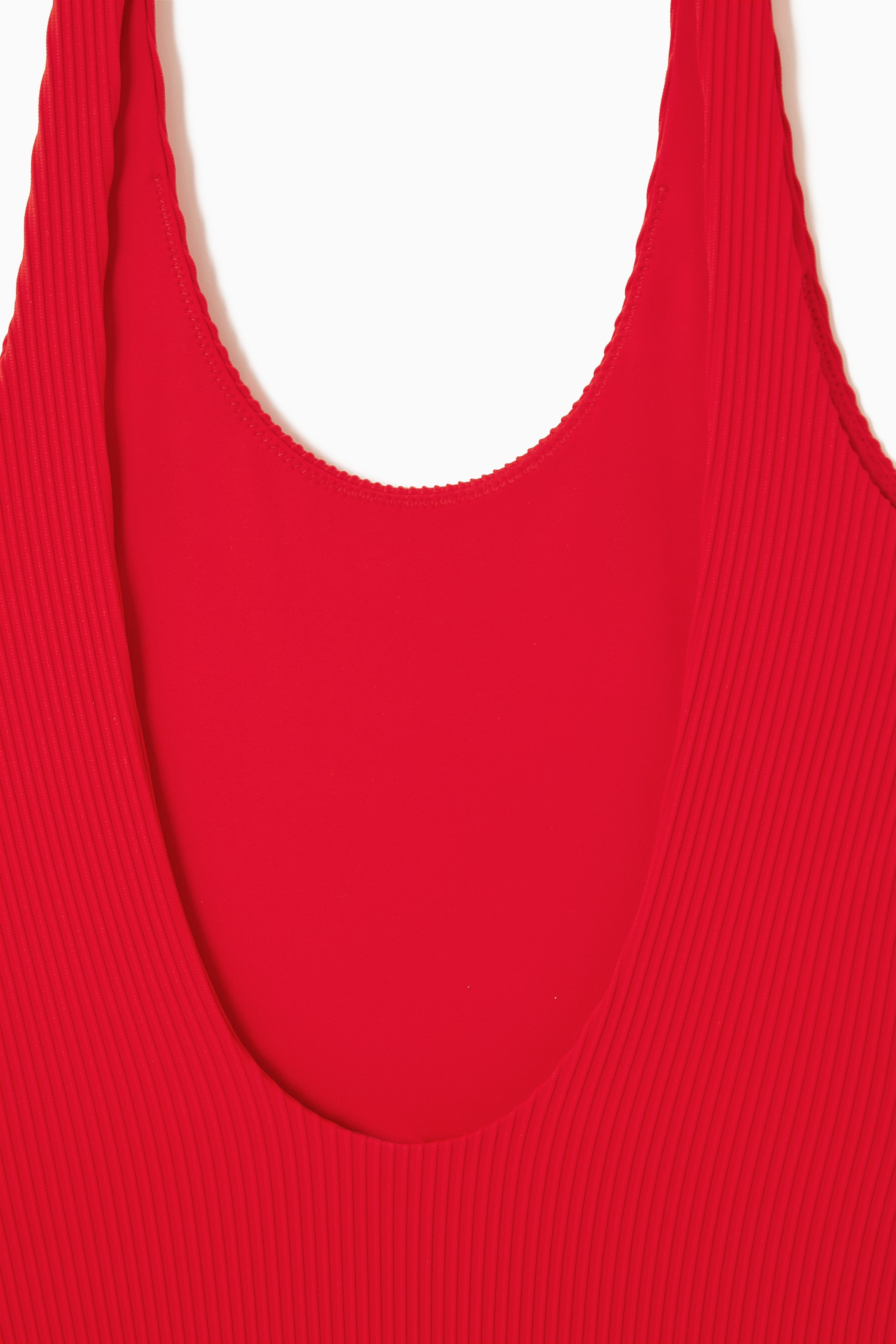 Grösseres Bild ansehen: GERIPPTER BADEANZUG MIT RUNDHALSAUSSCHNITT - LEUCHTENDES ROT - DAMEN | H&M CH 2