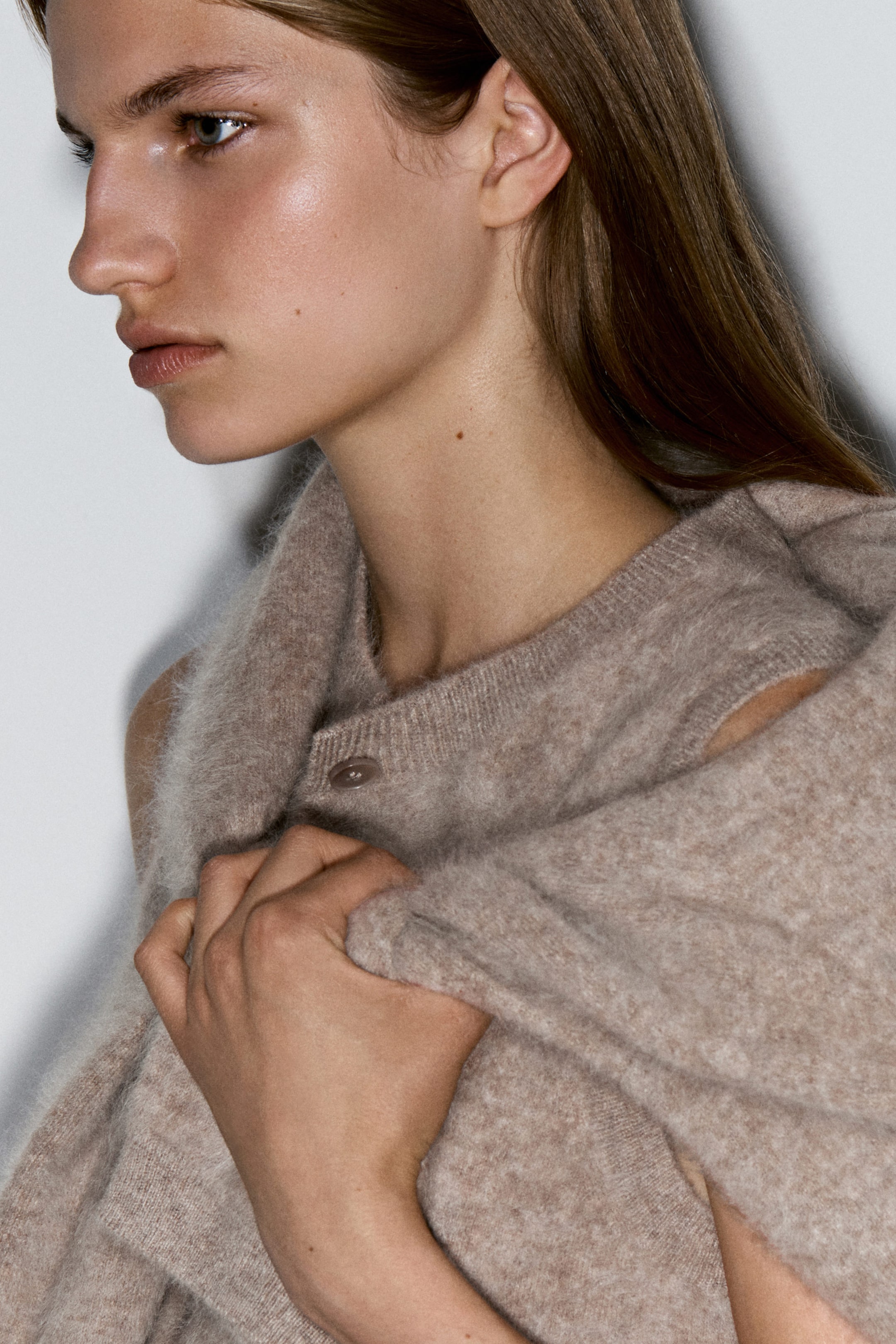BRUSHED-CASHMERE CARDIGAN
