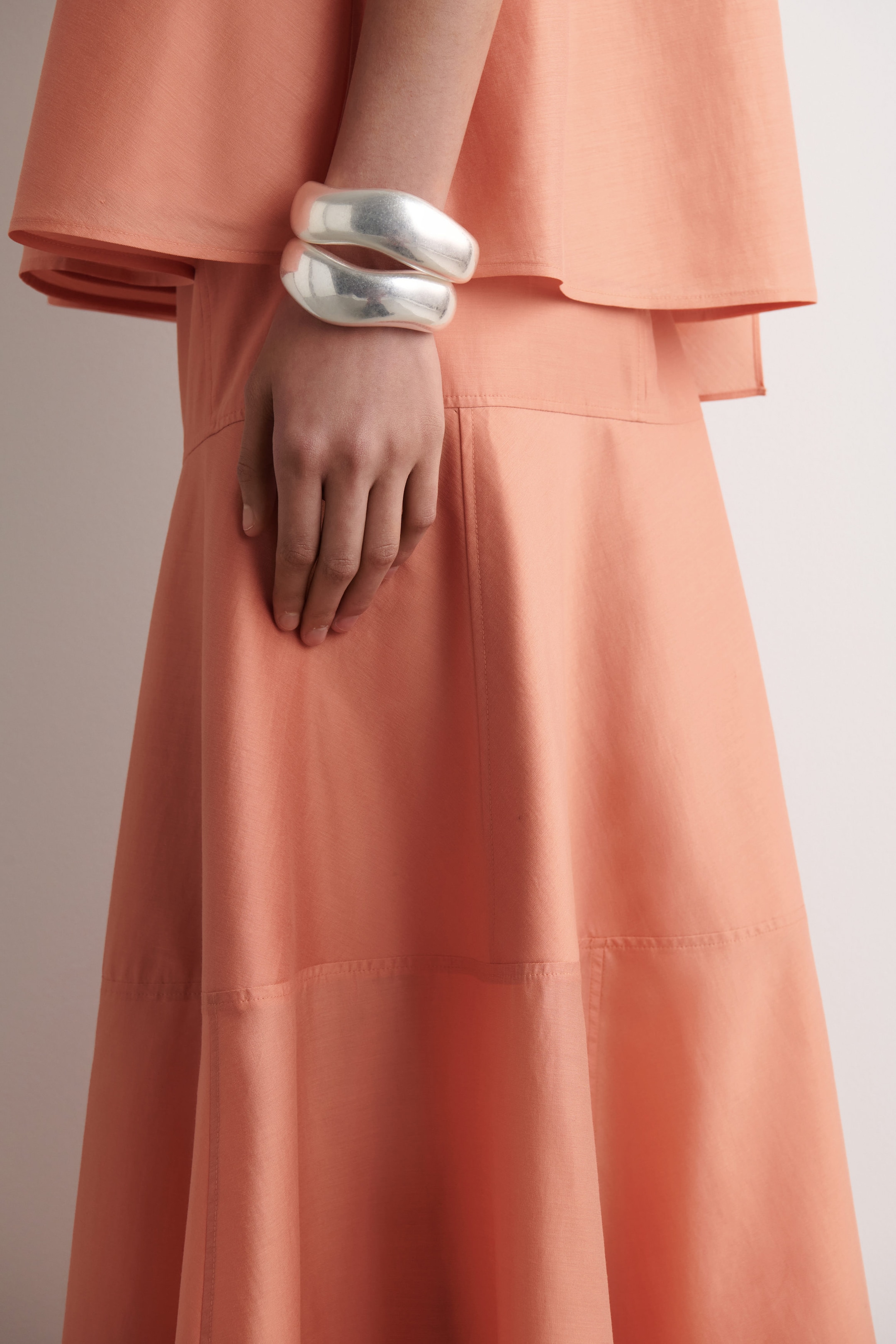 PANELED A-LINE MIDI SKIRT
