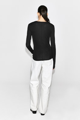 COTTON LONG-SLEEVED TOP — BLACK 6