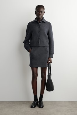 BOILED MERINO WOOL MINI SKIRT — GREY 2
