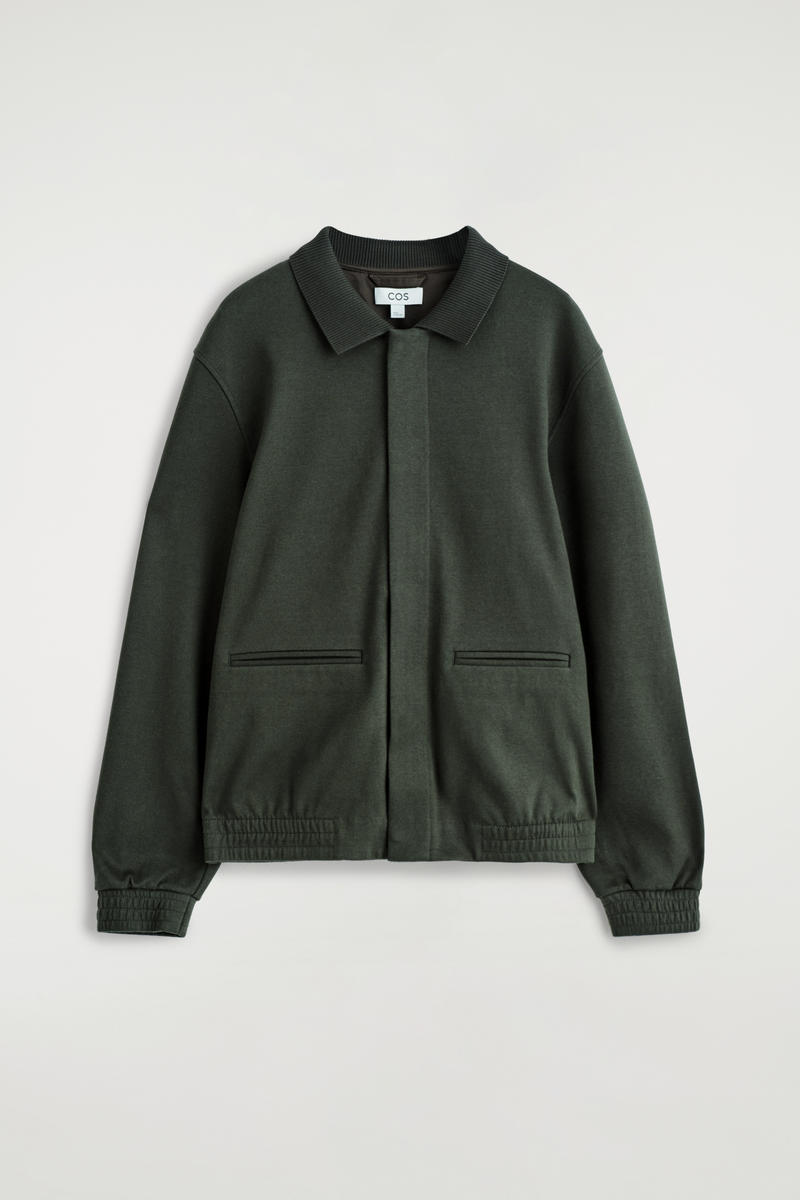 Cos Jersey Harrington Jacket In Green