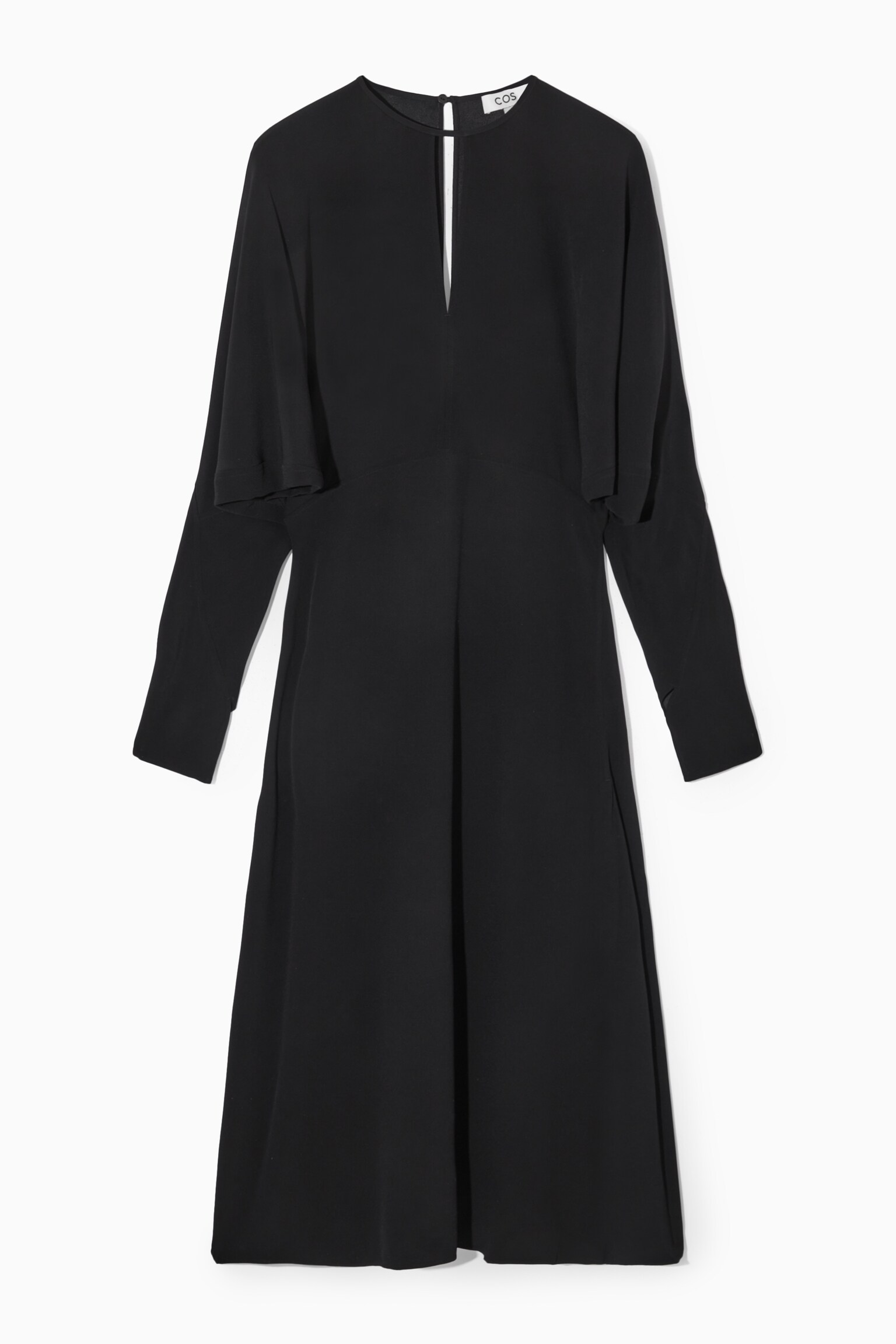 CUTOUT FIT-AND-FLARE MIDI DRESS - BLACK - 1