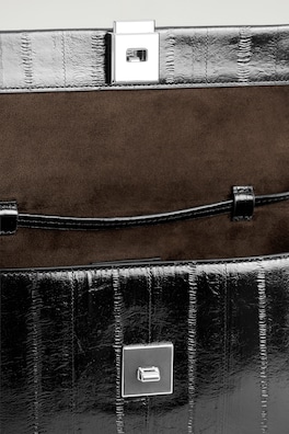 PARQUET SHOULDER BAG - EEL-EFFECT LEATHER — BLACK / EEL EFFECT 3