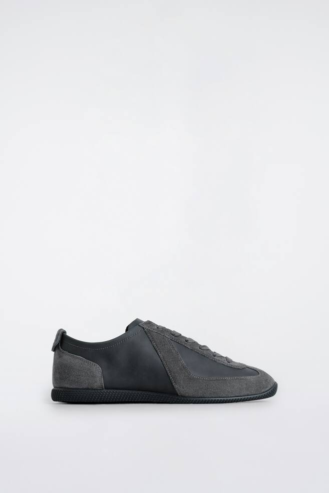 NUBUCK AND SUEDE TRAINERS - GREY/KHAKI - 1