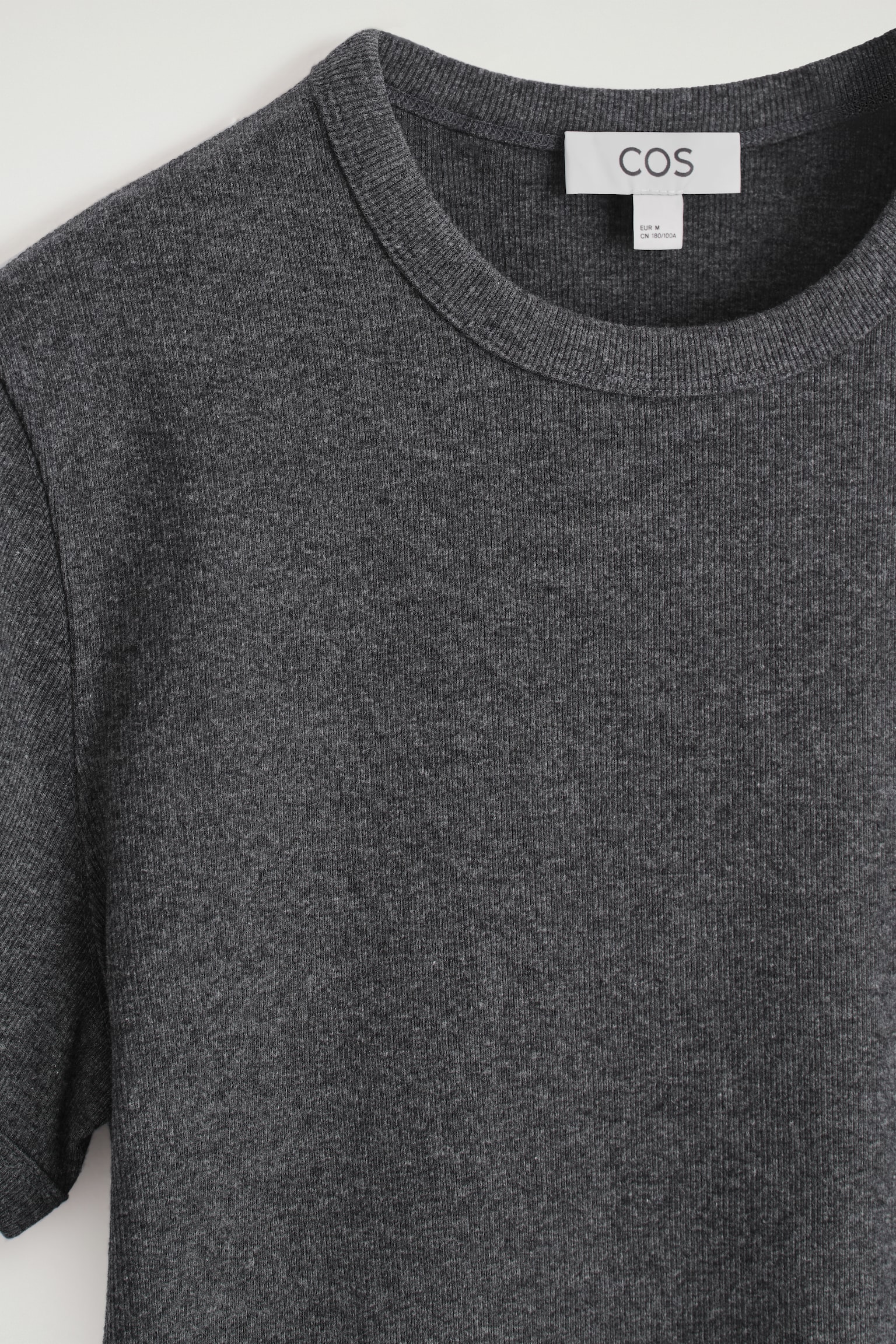 SLIM RIBBED COTTON T-SHIRT - CHARCOAL/DARK KHAKI/WHITE/BLACK/NAVY/KHAKI/LIGHT GREY - 7